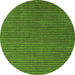 Round Machine Washable Abstract Green Modern Area Rugs, wshabs4681grn