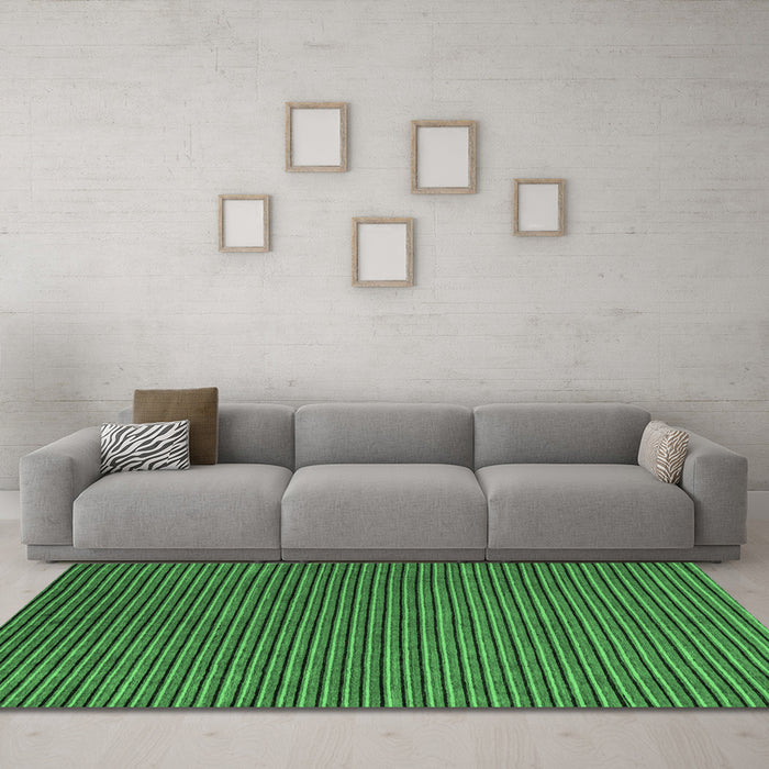 Machine Washable Abstract Emerald Green Modern Area Rugs in a Living Room,, wshabs4681emgrn