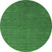 Round Machine Washable Abstract Emerald Green Modern Area Rugs, wshabs4681emgrn