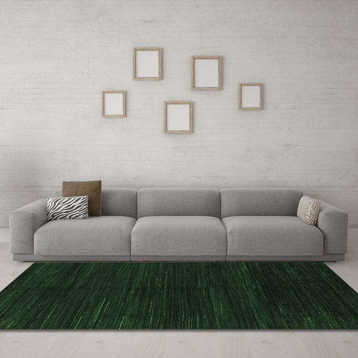 Machine Washable Abstract Emerald Green Modern Area Rugs in a Living Room,, wshabs4682emgrn