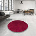 Round Abstract Crimson Red Modern Rug in a Office, abs4683