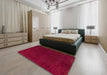 Abstract Crimson Red Modern Rug in a Bedroom, abs4683