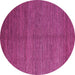 Round Machine Washable Abstract Pink Modern Rug, wshabs4684pnk