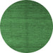 Round Machine Washable Abstract Emerald Green Modern Area Rugs, wshabs4684emgrn