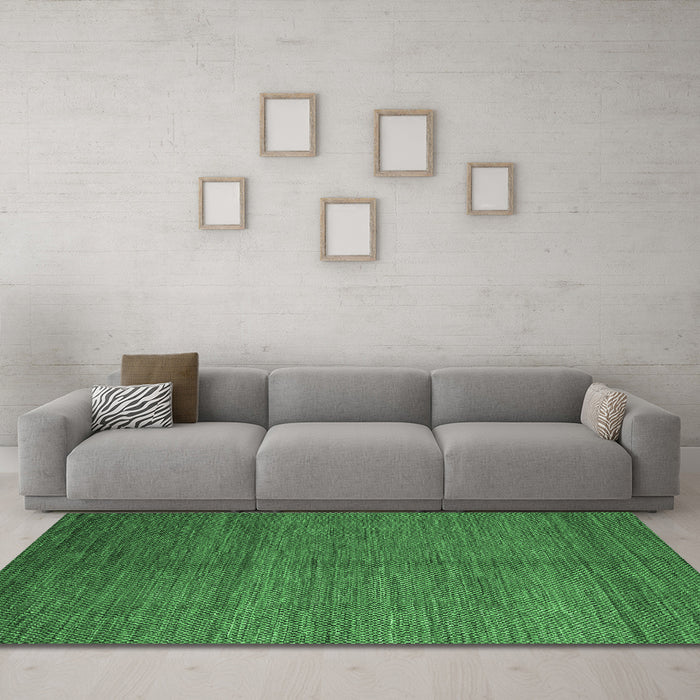 Machine Washable Abstract Emerald Green Modern Area Rugs in a Living Room,, wshabs4684emgrn