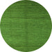 Round Machine Washable Abstract Green Modern Area Rugs, wshabs4684grn