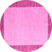 Round Machine Washable Solid Pink Modern Rug, wshabs4685pnk