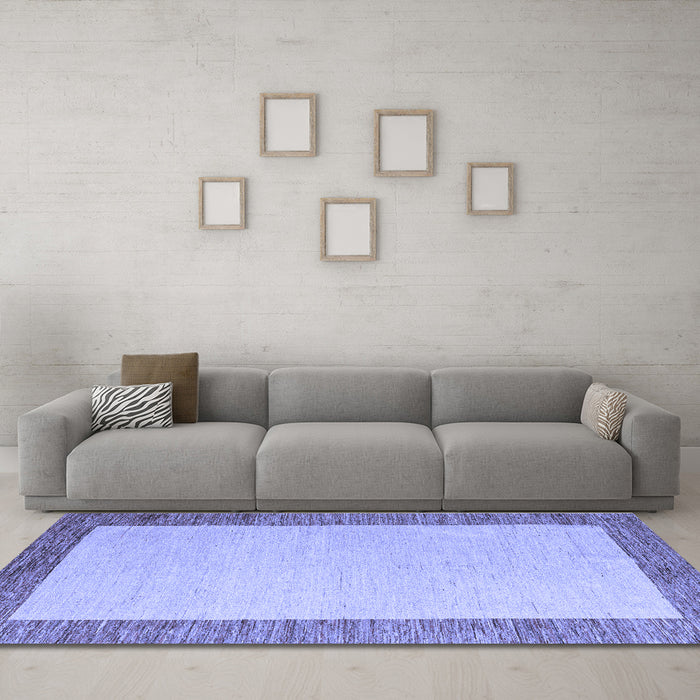 Machine Washable Solid Blue Modern Rug in a Living Room, wshabs4685blu