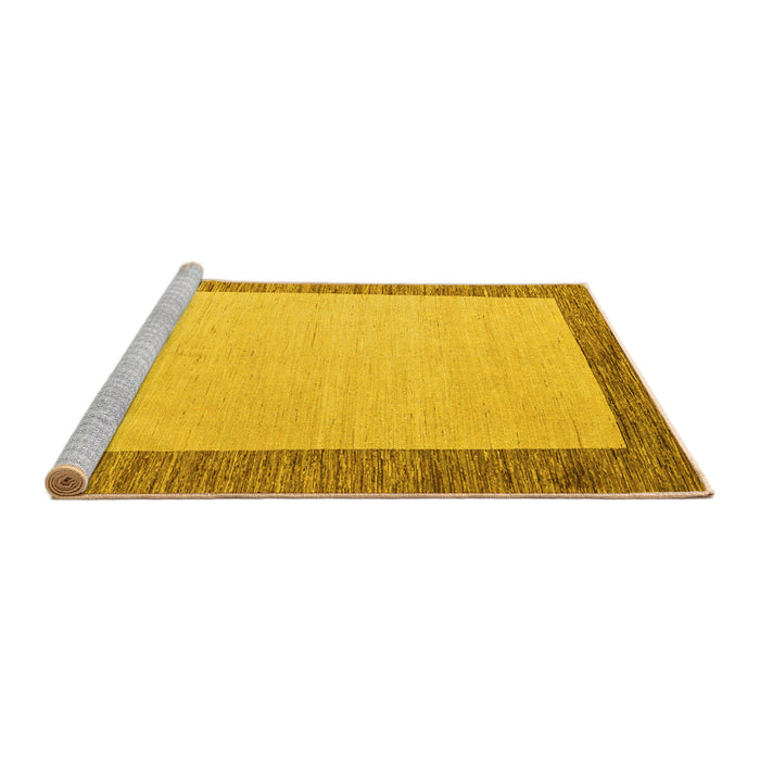 Sideview of Machine Washable Solid Yellow Modern Rug, wshabs4685yw