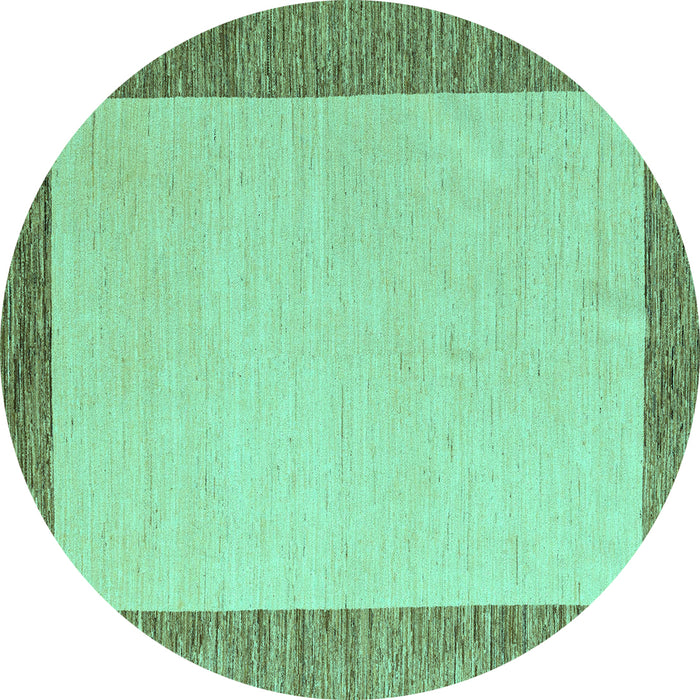 Round Solid Turquoise Modern Rug, abs4685turq
