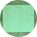 Round Solid Turquoise Modern Rug, abs4685turq