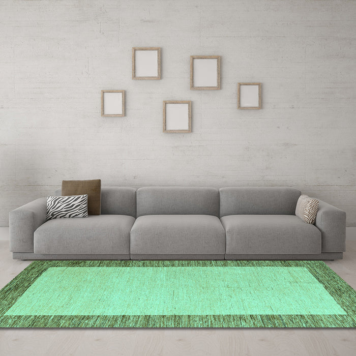 Machine Washable Solid Turquoise Modern Area Rugs in a Living Room,, wshabs4685turq