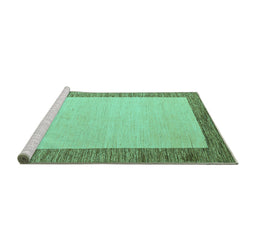 Sideview of Machine Washable Solid Turquoise Modern Area Rugs, wshabs4685turq