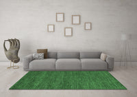 Machine Washable Abstract Emerald Green Modern Rug, wshabs4686emgrn