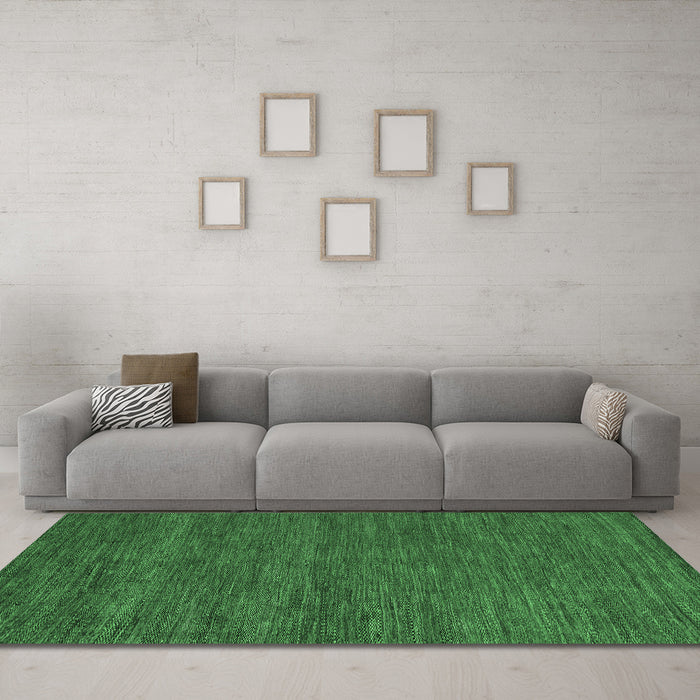 Machine Washable Abstract Emerald Green Modern Area Rugs in a Living Room,, wshabs4686emgrn