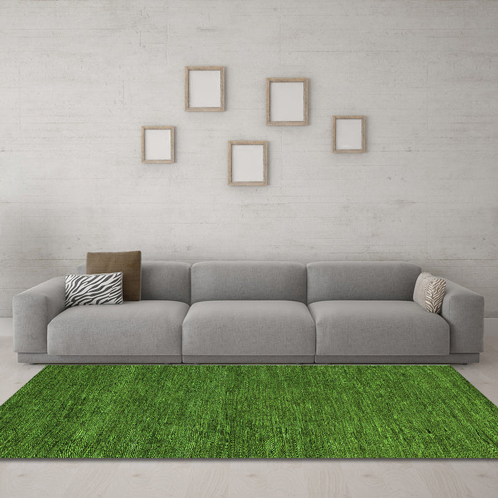 Machine Washable Abstract Green Modern Area Rugs in a Living Room,, wshabs4686grn