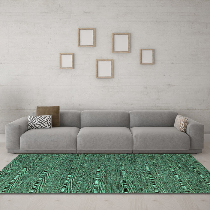 Machine Washable Abstract Turquoise Modern Area Rugs in a Living Room,, wshabs4687turq