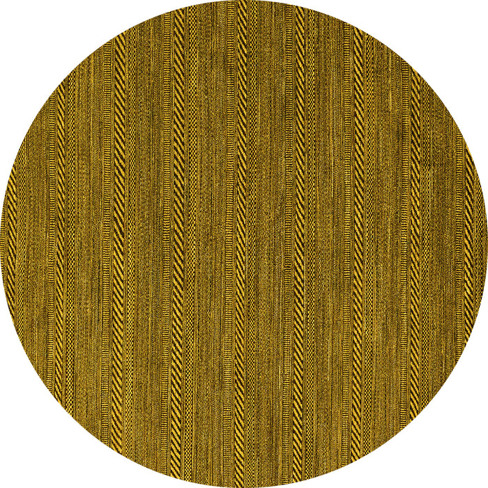 Round Abstract Yellow Modern Rug, abs4687yw
