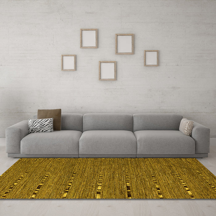 Machine Washable Abstract Yellow Modern Rug in a Living Room, wshabs4687yw