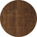 Round Abstract Brown Modern Rug, abs4688brn