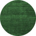 Round Abstract Emerald Green Modern Rug, abs4688emgrn