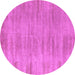 Round Machine Washable Abstract Purple Modern Area Rugs, wshabs4689pur