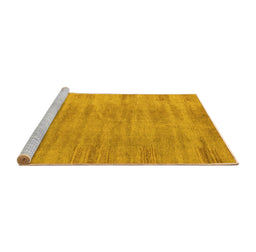Sideview of Machine Washable Abstract Yellow Modern Rug, wshabs4689yw
