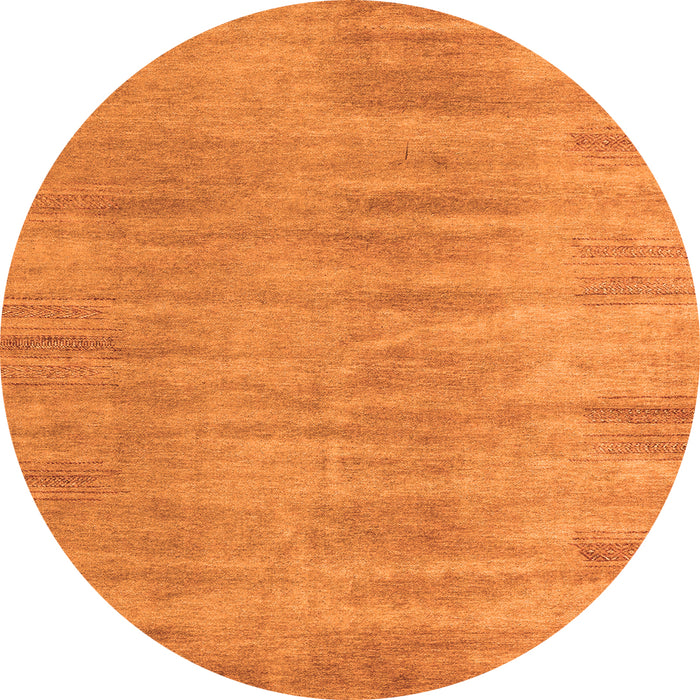 Round Machine Washable Abstract Orange Modern Area Rugs, wshabs4689org