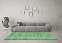 Machine Washable Abstract Turquoise Modern Area Rugs in a Living Room,, wshabs4689turq