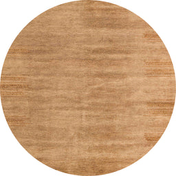 Round Machine Washable Abstract Orange Rug, wshabs4689