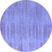 Round Abstract Blue Modern Rug, abs4689blu