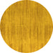 Round Machine Washable Abstract Yellow Modern Rug, wshabs4689yw