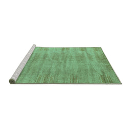 Sideview of Machine Washable Abstract Turquoise Modern Area Rugs, wshabs4689turq