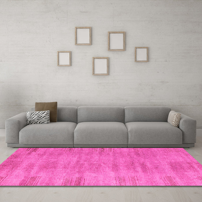Machine Washable Abstract Pink Modern Rug in a Living Room, wshabs4689pnk