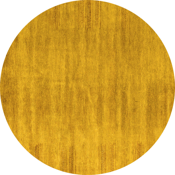 Round Abstract Yellow Modern Rug, abs4689yw