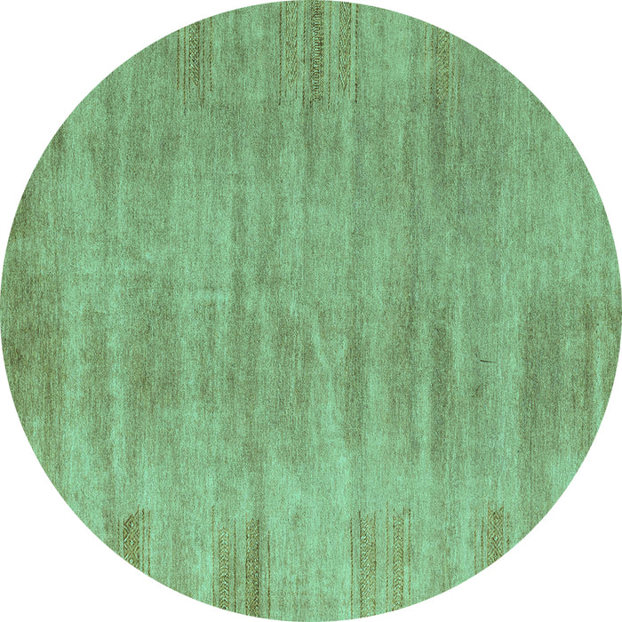 Round Machine Washable Abstract Turquoise Modern Area Rugs, wshabs4689turq