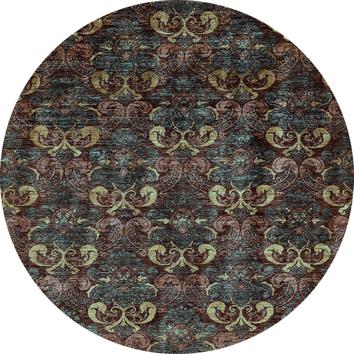 Round Machine Washable Abstract Light Blue Modern Rug, wshabs468lblu
