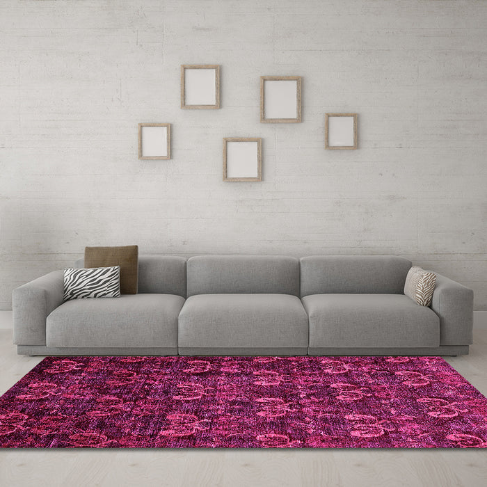 Machine Washable Abstract Pink Modern Rug in a Living Room, wshabs468pnk