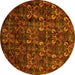 Round Abstract Yellow Modern Rug, abs468yw