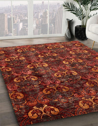 Abstract Dark Red Modern Rug, abs468