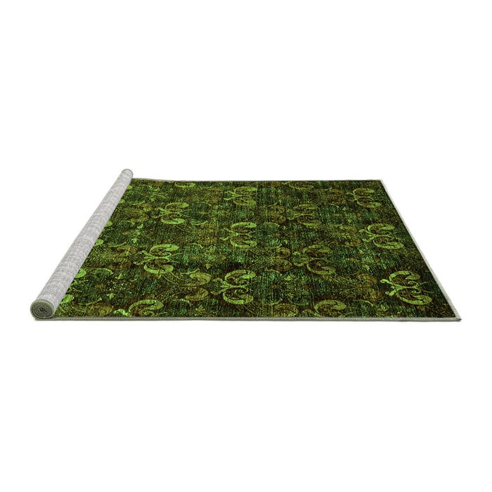 Sideview of Machine Washable Abstract Green Modern Area Rugs, wshabs468grn