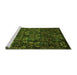 Sideview of Machine Washable Abstract Green Modern Area Rugs, wshabs468grn