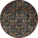 Round Abstract Light Blue Modern Rug, abs468lblu