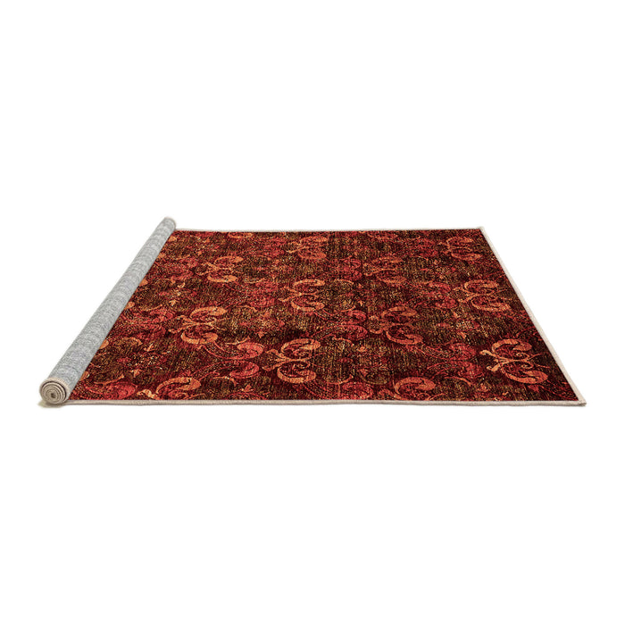 Sideview of Machine Washable Abstract Orange Modern Area Rugs, wshabs468org