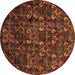 Round Machine Washable Abstract Brown Modern Rug, wshabs468brn