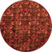 Round Abstract Orange Modern Rug, abs468org