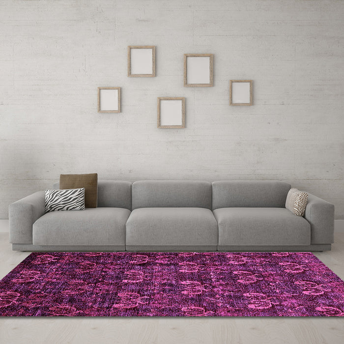 Machine Washable Abstract Purple Modern Area Rugs in a Living Room, wshabs468pur