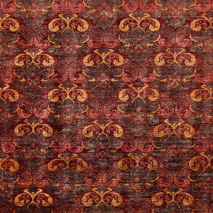 Square Machine Washable Abstract Dark Red Rug, wshabs468