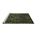 Sideview of Machine Washable Abstract Turquoise Modern Area Rugs, wshabs468turq