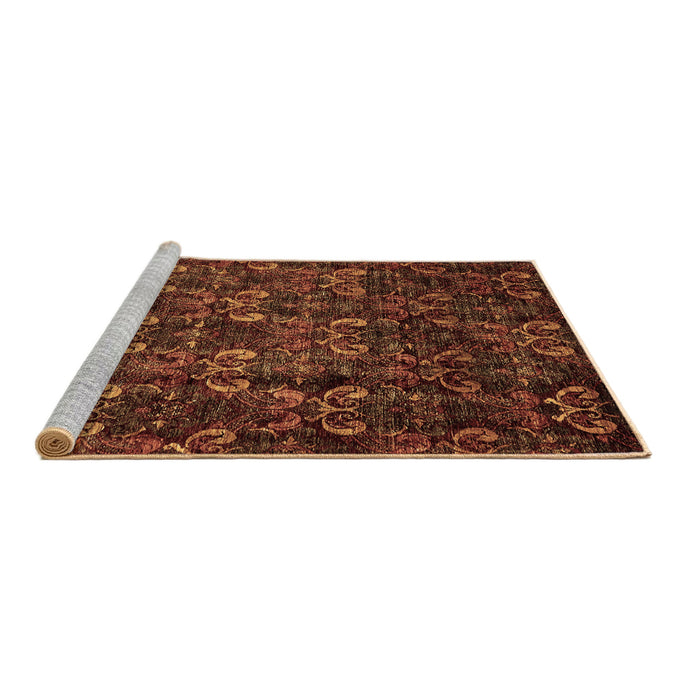 Sideview of Machine Washable Abstract Brown Modern Rug, wshabs468brn